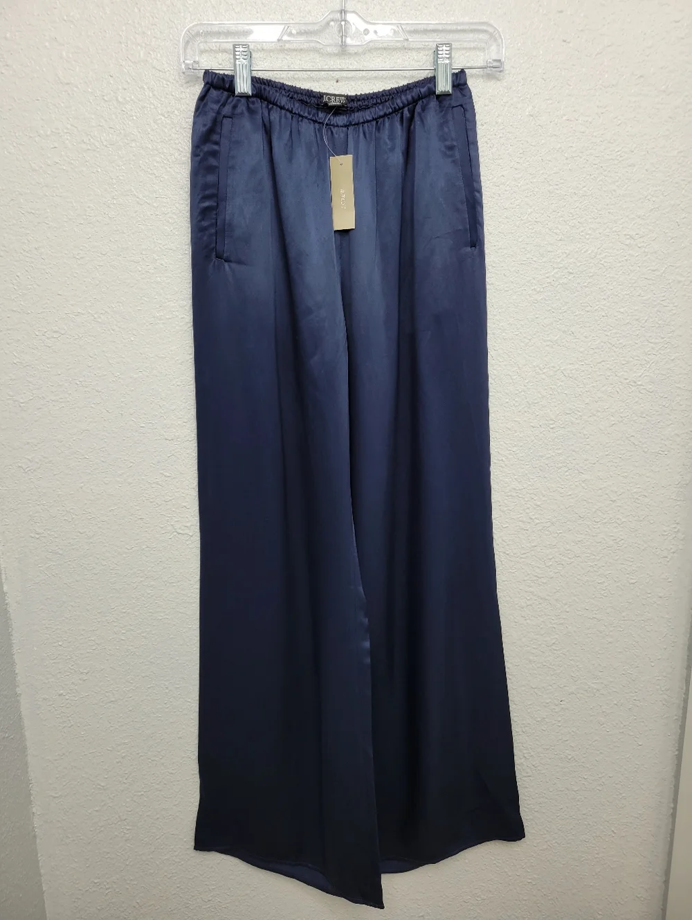 J Crew Cosmo pant in luster charmeuse CN714 Size L NWT Navy